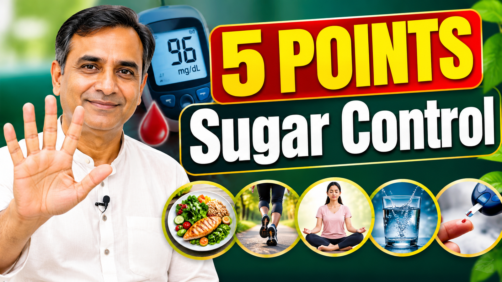 Sugar control ke liye acupressure points - ST36, SP6, KI3, LR3 aur LI4 ka diagram