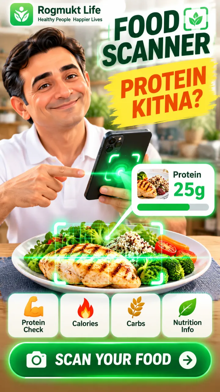 Rogmukt Life AI Food Analyzer – food photo से protein, calories, carbs की जानकारी